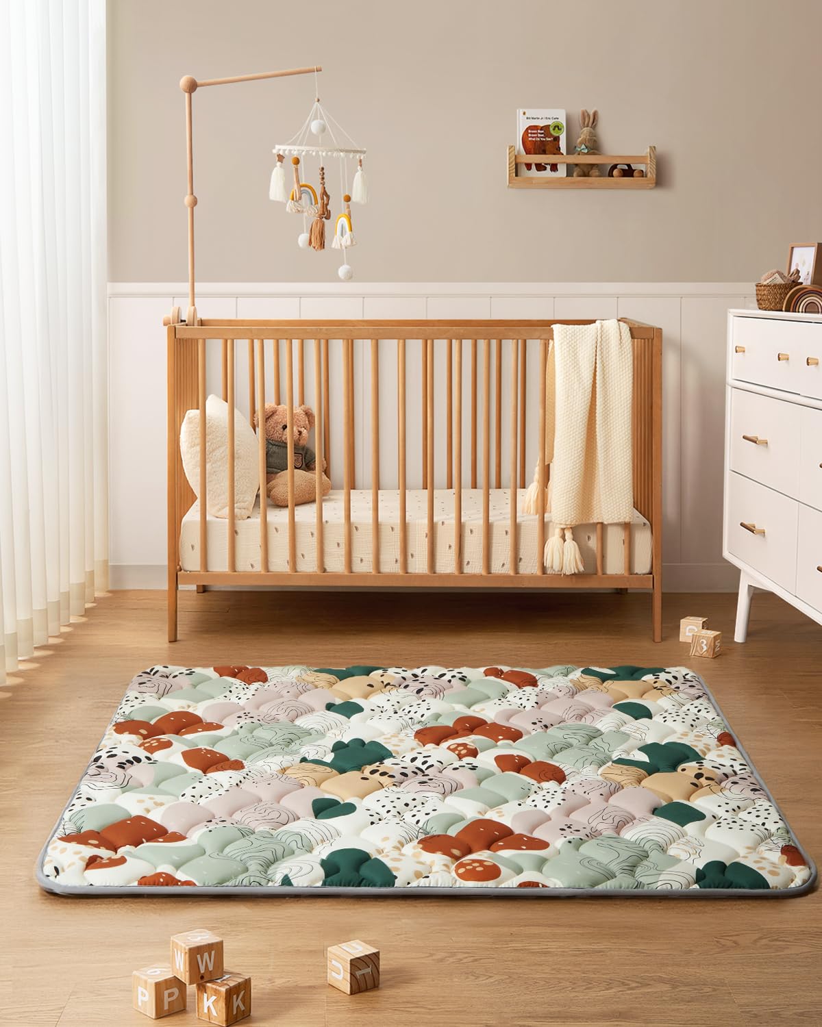 Blissful Diary Baby Play Mats for Floor, 50x50 Inch Crawling Mat for Playpen, Thicken Padding Foam Playmats for Babies and Toddlers, Modern Abstract