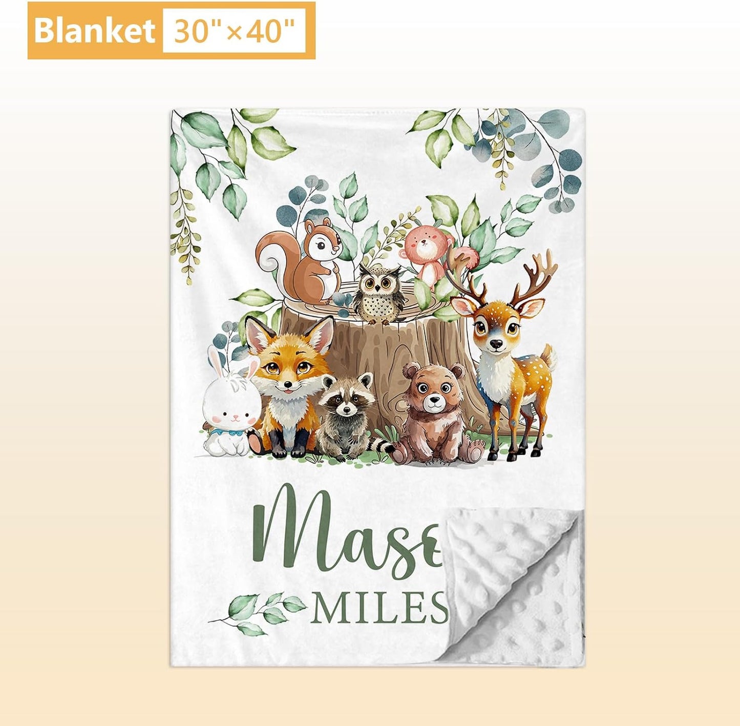 Personalized Baby Bedding Set, 5 Pcs Custom Baby Crib Sets with Name, Toddler Bedding Set for Baby Boys Girls, Forest Animal Double Layer Nursery Bedding Set, Customized Gifts for Infants Kids