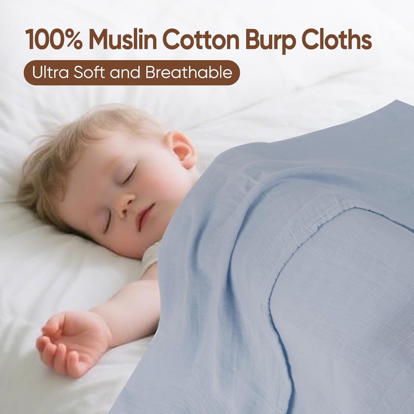 Muslin Swaddle Blankets, Nursery Receiving Blanket for Newborn, Baby Swaddle Wrap Soft Silky & Breathable, 3 Packs, 47 X 47In (Blue and Green 3 Pieces)