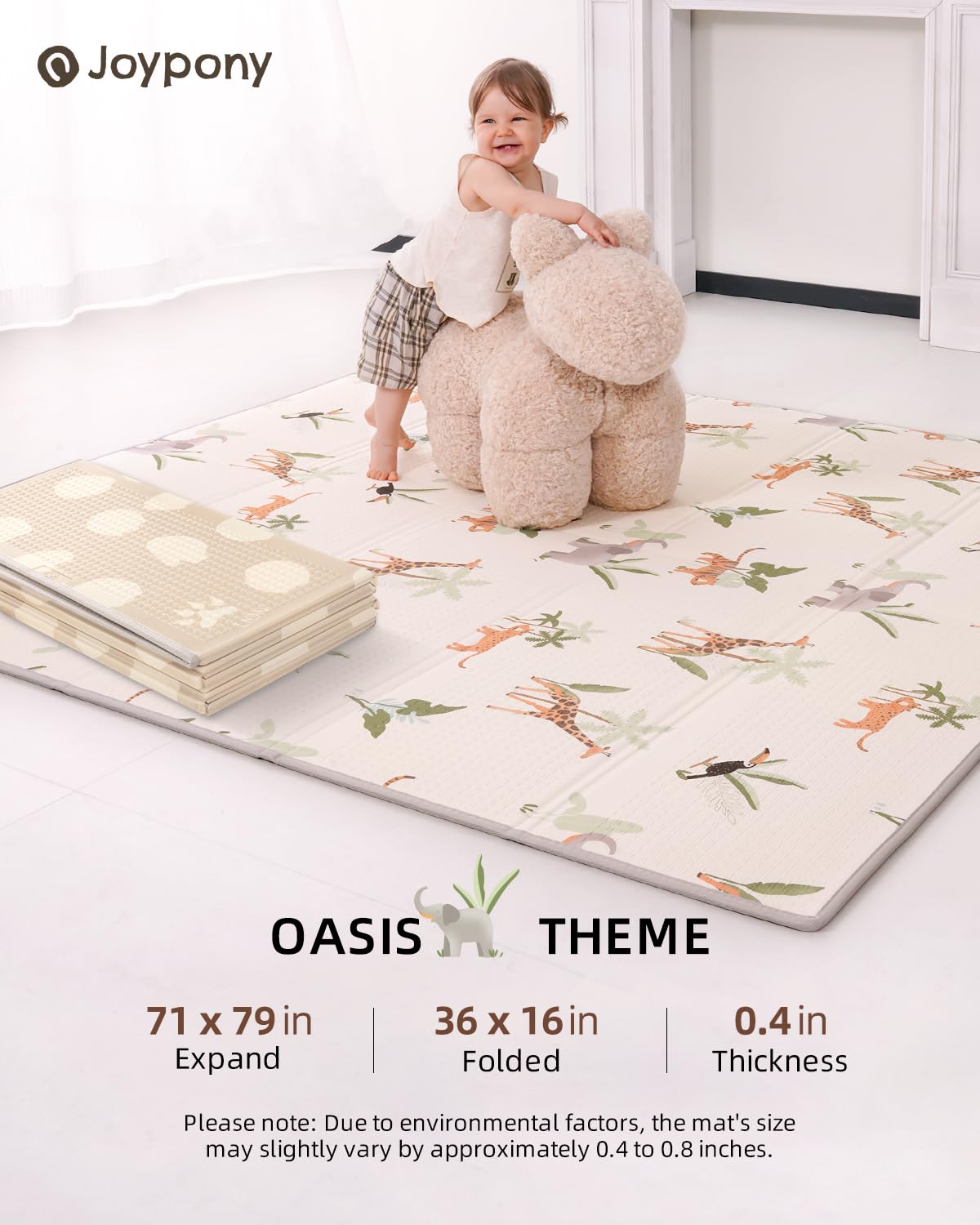 Baby Play Mat 71x79 Inch, 2 in 1 Fabric & XPE Dual-Sided Design Foldable Play Mats for Babies and Toddlers, Waterproof & Anti-Slip Baby Mat for Floor, Portable Baby Foam Crawling Mat with Travel Bag