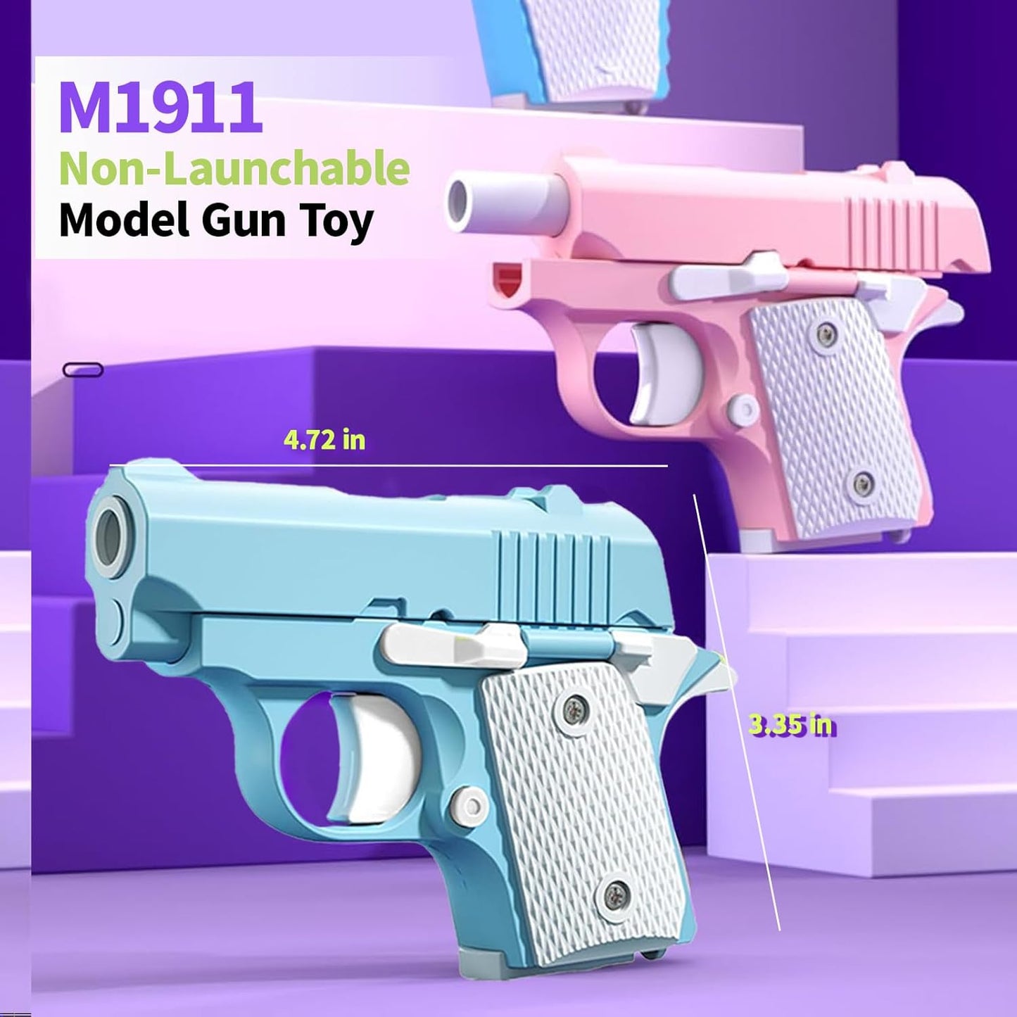 Fidget Toys for Adults, 1911 3D Printed Small Pistol Toys, Stress Relief Pistol Toys Suitable for Relieving ADHD, Anxiety, Suitable Toys for Friends Adults and Kids Best Gift