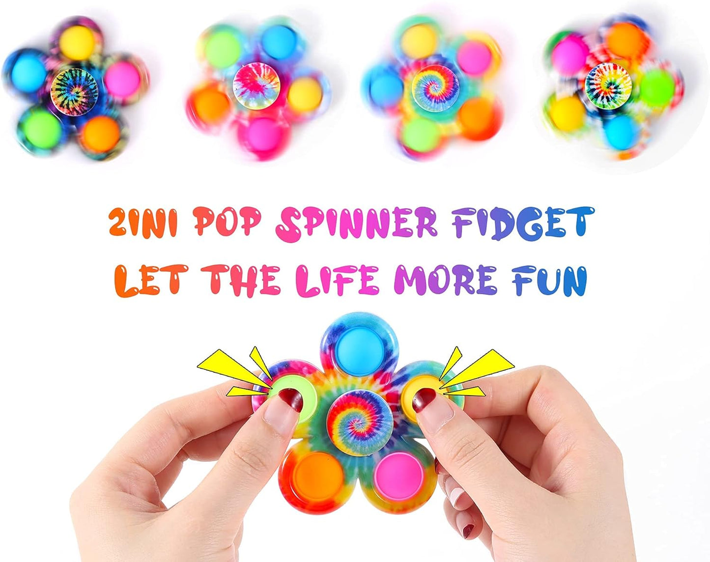Fidget Toys 4 Pack, Fidget Spinners Toy Pack, Pop Bulk Fidget Toys Set for Kids, Fidget Spinners ADHD Fidget Toys Stress Relief Hand Pop Spinners