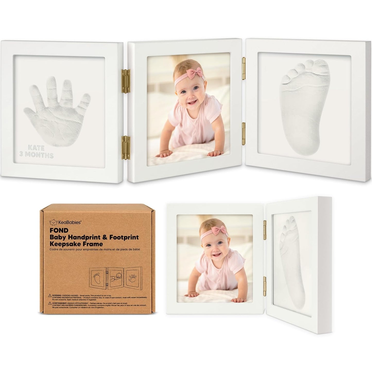 Baby Shower Gifts for Boys, Girls - Baby Hand and Footprint Kit, Newborn Handprint Kit, Keepsake Photo Frame, Nursery Picture Frame, Gender-Neutral Newborn Keepsake Gifts (Alpine White)