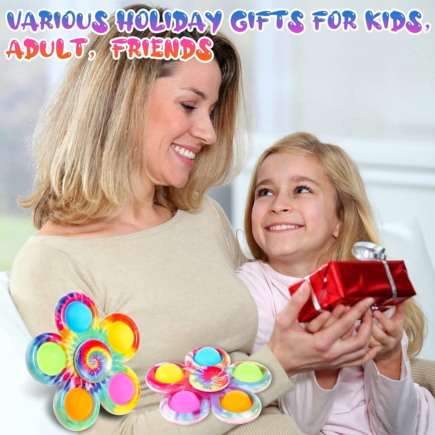 Fidget Toys 4 Pack, Fidget Spinners Toy Pack, Pop Bulk Fidget Toys Set for Kids, Fidget Spinners ADHD Fidget Toys Stress Relief Hand Pop Spinners