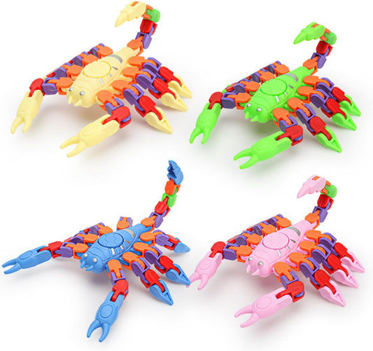 Scorpion Fidget Toy, Animals Fidget Toys for Kids, Wacky Tracks Fidget Toys for Toddlers, Transformable Fidget Toy for Kids with Autism, ADHD, EDC (Scorpion, 4 Pack)