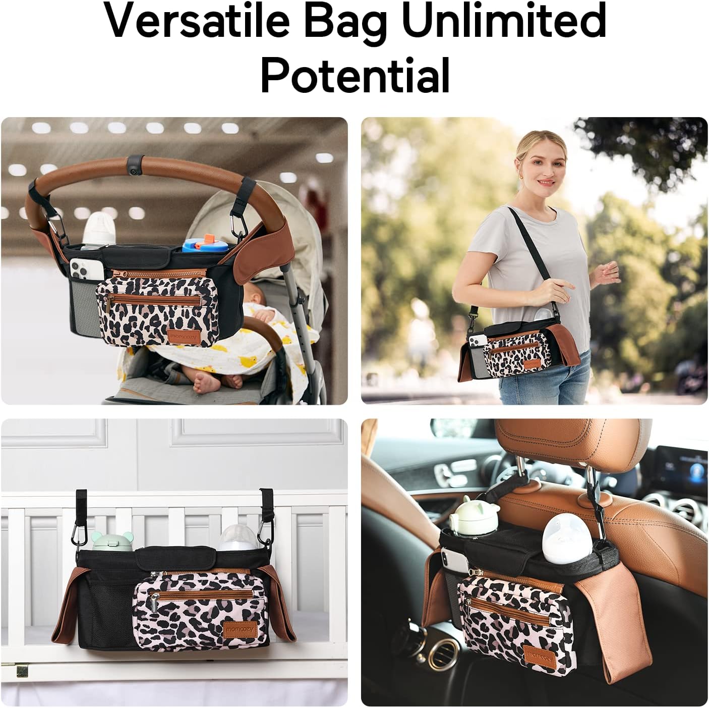 Momcozy Universal Stroller Organizer with Insulated Cup Holder Detachable Phone Bag & Shoulder Strap, Fits for Stroller like Uppababy, Baby Jogger, Britax, BOB, Umbrella and Pet Stroller
