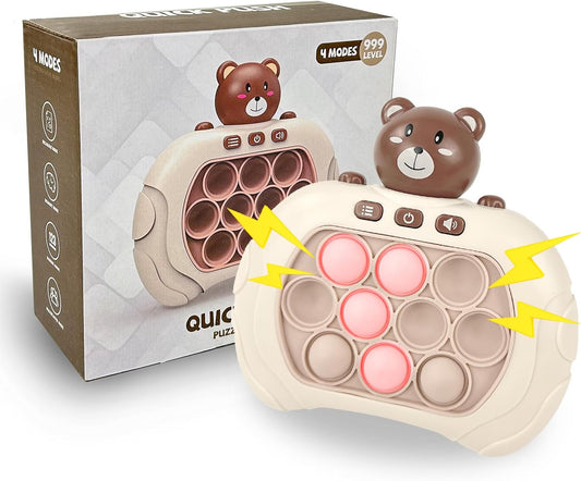 Toymaker Quick Push Game Console Handheld Game Toys Puzzle Popping Press Toy Interesting Push Bubble Fidget Stress Relief Toys Birthday Presents for 3+ Years Old Kids (Bear)