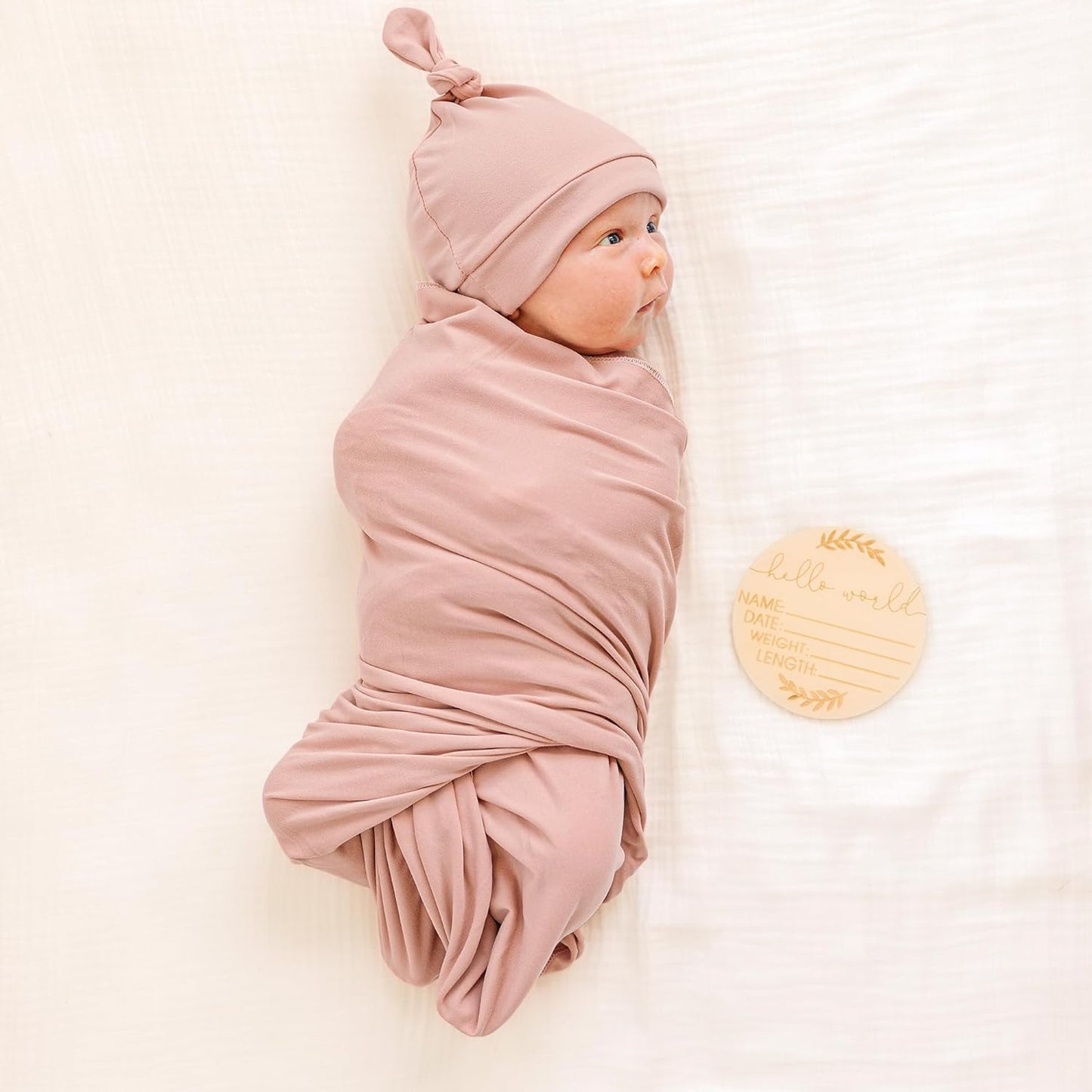 Konssy Baby Girl Newborn Receiving Blanket with Matching Headband and Beanie Set Baby Swaddle Nursery Swaddle Wrap