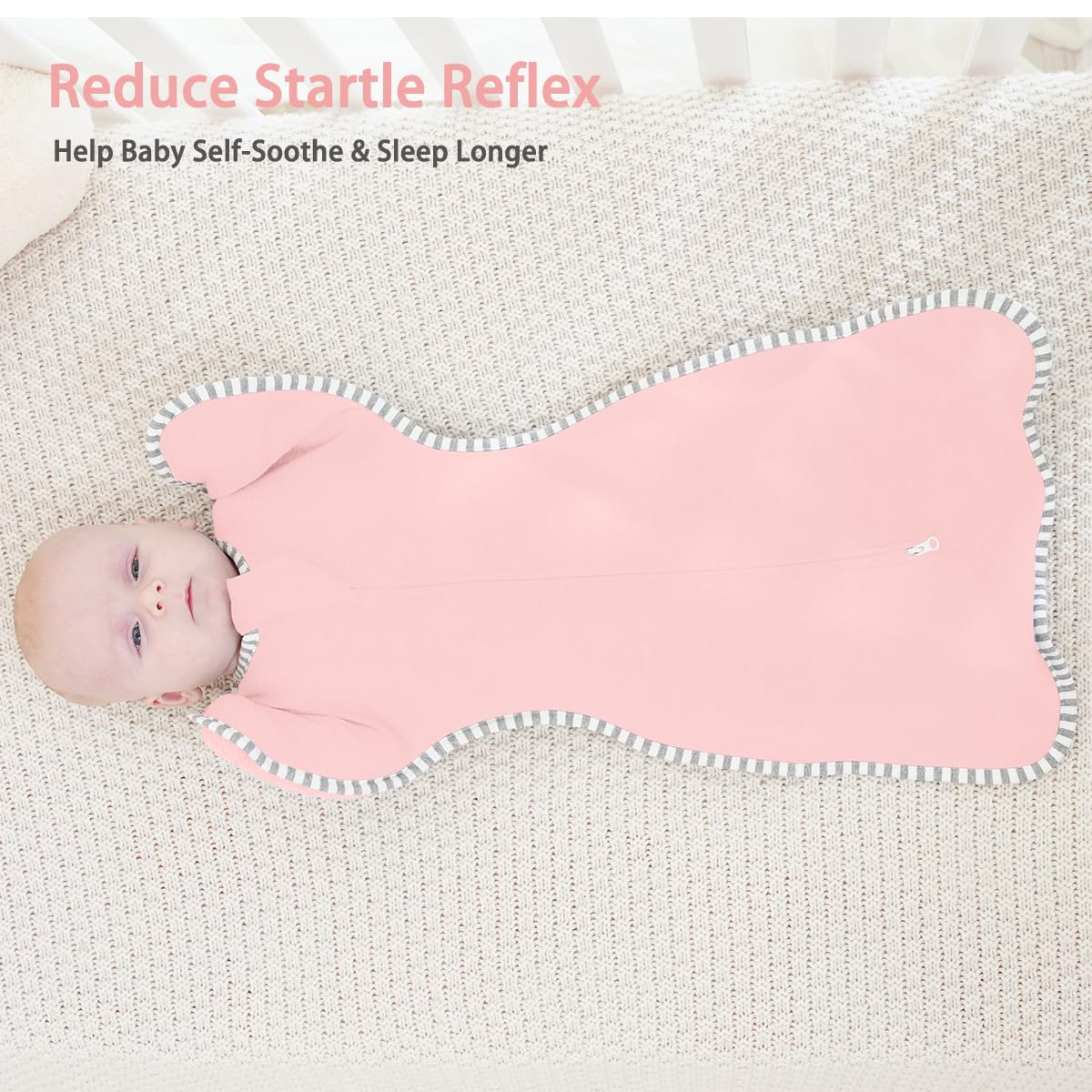 Transition Swaddle 3-6 Months Sleep Sack Arms up Swaddle, 2-Pack Baby Swaddles 3-6 Months Sleeping Sack with 2-Way Zipper Arms In/Out 100% Cotton 0.8 Tog Baby Sleep Swaddles for Girl (Medium 14-20lbs)