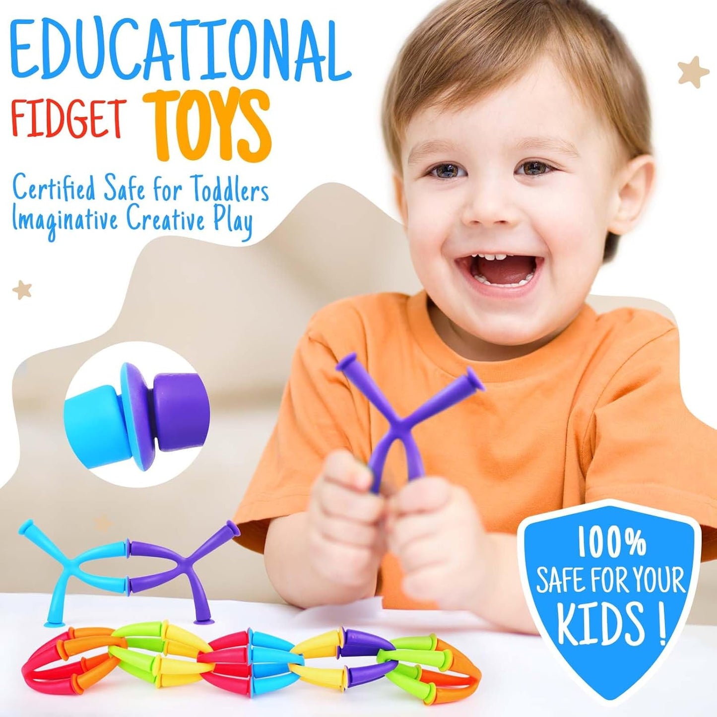 Suction Toys Sensory Fidget Toys: 24Pcs Suction Cup Bath Toys for Toddlers, Fine Motor Travel Toys for Boys & Girls, Ideal for Autism Kids Ages 3+, Classroom Prizes for Kids