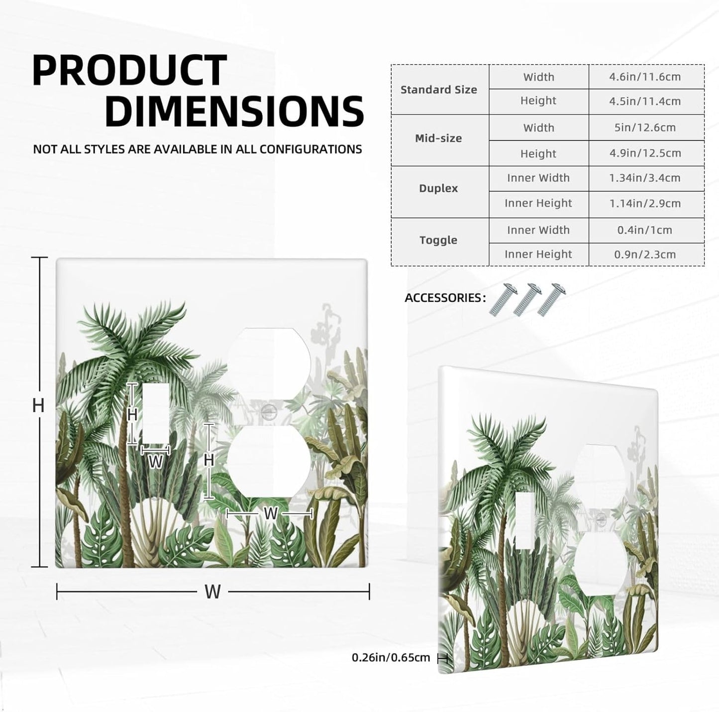 Palm Tree Banana Leaf Green Rainforest Natural Landscape Wallplates 1 Toggle 1 Duplex Switch Plate Electrical GFCI Faceplate Decorative Light Switch Covers for Bed Room Living Room Decor