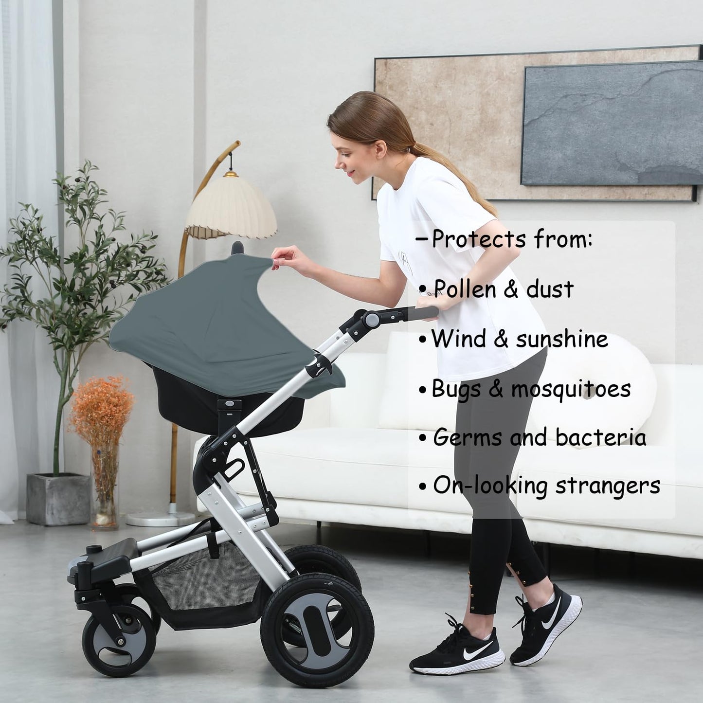 Car Seat Cover Baby for Nursing, Baby Breastfeeding Cover Carseat Canopy Covers, Solid Color Multi-use Nursing Cover for Babies (Neutral Grey)