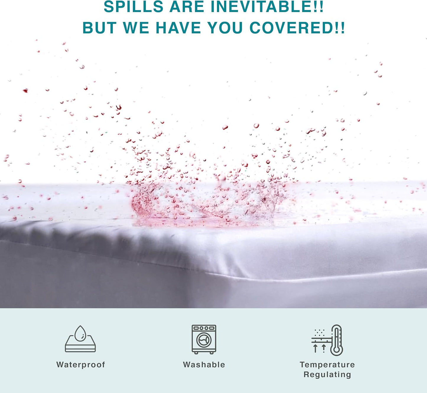 Fabdreams King Organic Cotton Mattress Protector, Waterproof, 78x82+17in, GOTS Certified, Temperature Regulating, Breathable, White