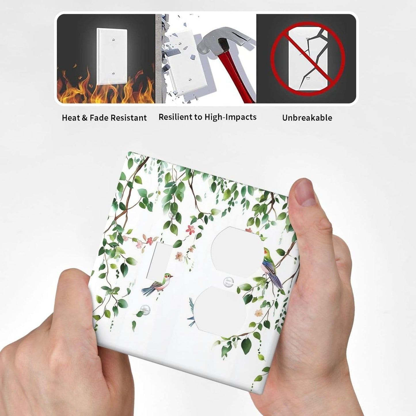 Wallplates Green Leaves Bird Eucalyptus Sage Plant 1 Toggle 1 Duplex Switch Plate Electrical Gfci Faceplate Decorative Light Switch Covers For Bed Room Living Room Decor