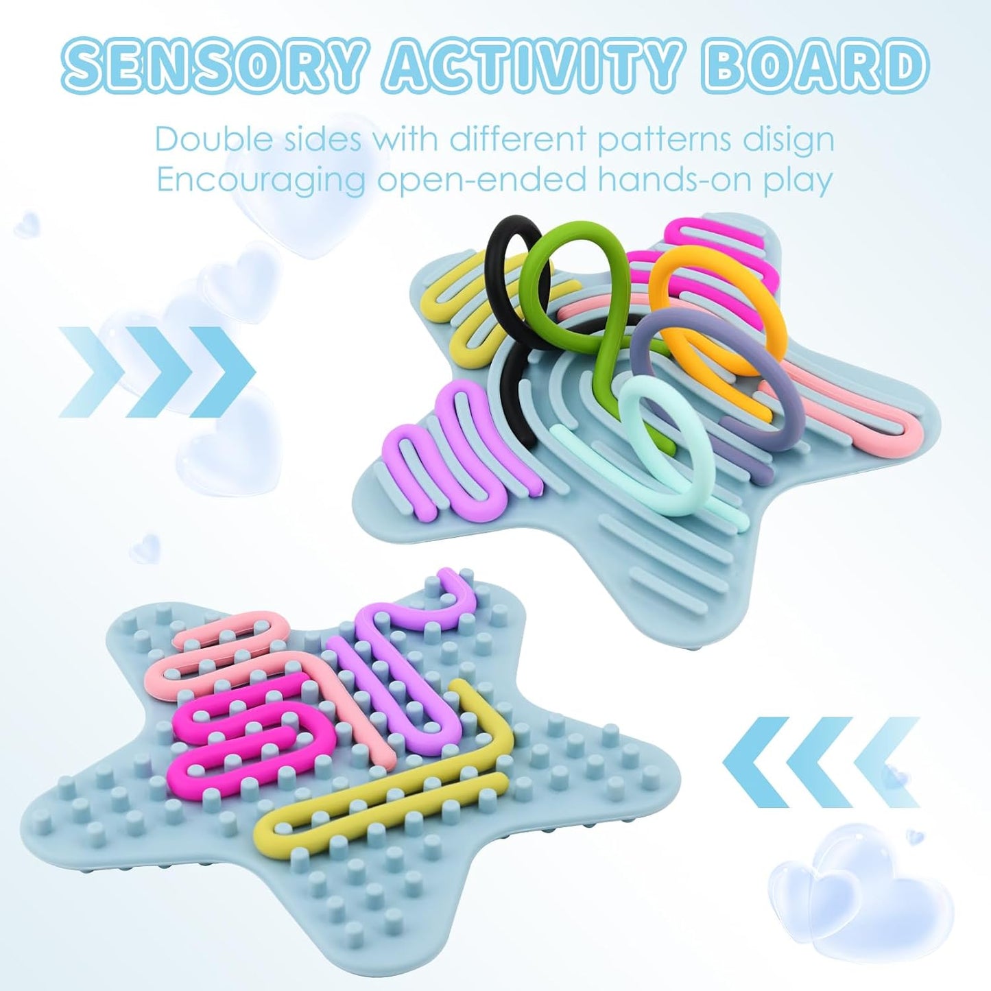 Sensory Toys for Toddlers Kids Sensory Activity Board Calming Fidget Toy for Stress Relief,Anxiety,ADHD,Silent & Mess-Free,Autism Sensory Products for Kids 3+ & Adults,Kids Travel Activity Toys (Blue)