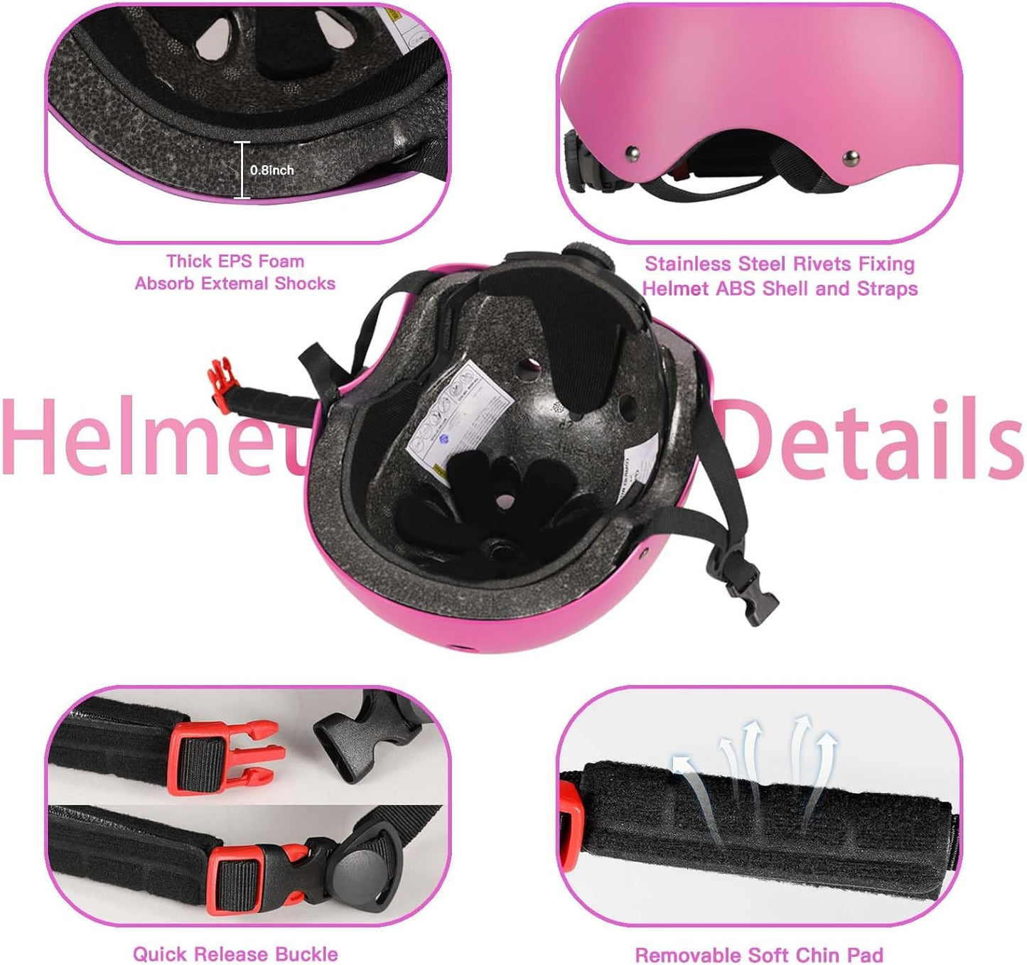 Kids Bike Helmet Set Adjustable Helmet for Ages 3-15 Kids Toddler Boys Girls Youth, Multi-Sport Bicycle Skateboarding Football Rollerskating Scooter Rollerblade Balance Bike Helmets