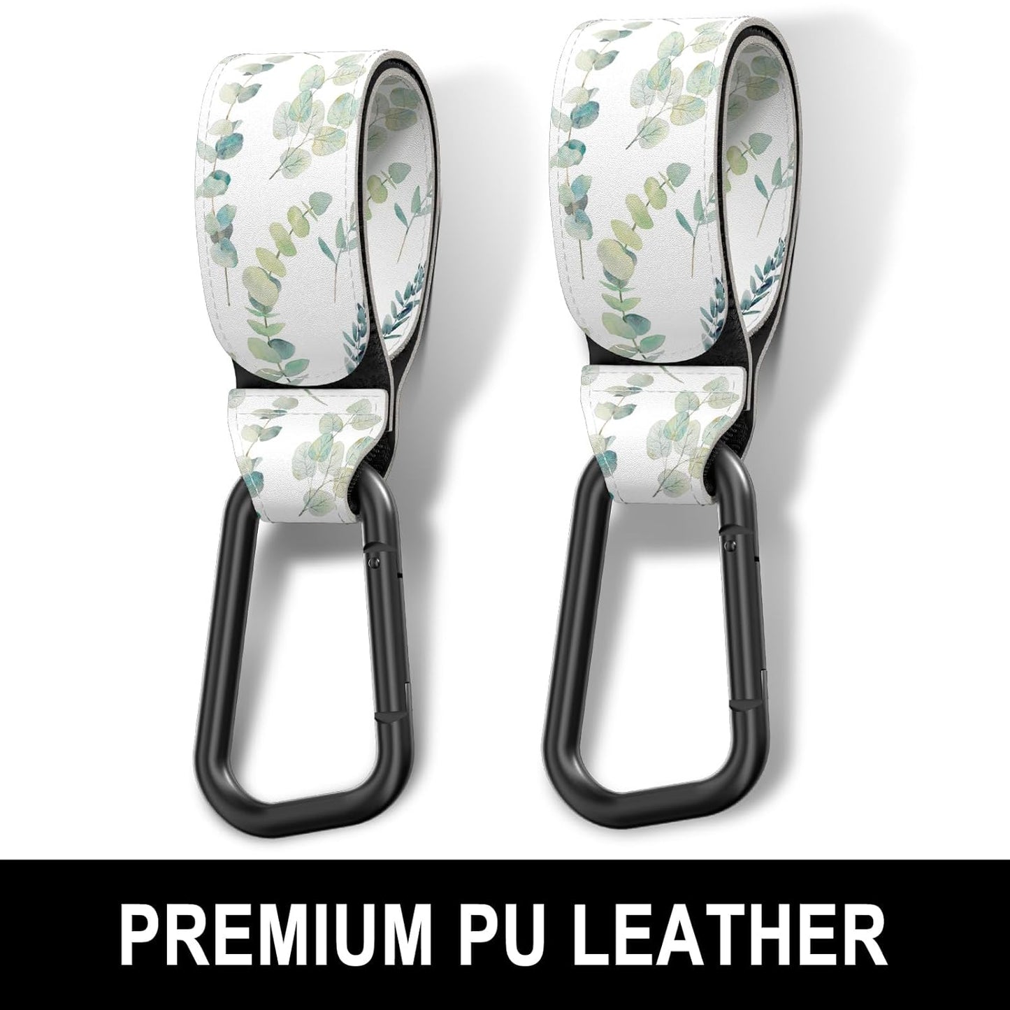 Baby Stroller Hooks for Hanging Bags, Universal Stroller Clips Accessories, Mommy Hook for Diaper Bag, Shopping Cart, Purse, Backpack - 2 Pack, Eucalyptus