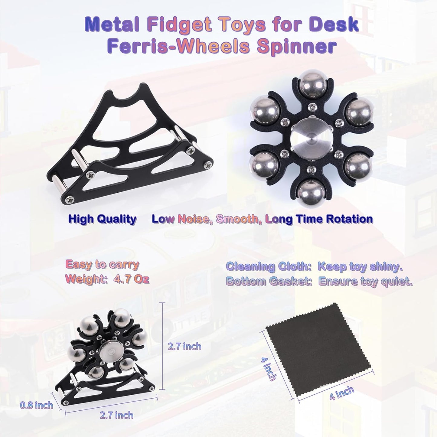 Desk-Fidget-Toys Ferris-Wheels-Spinner: Metal Kinetic-Fidget-Spinner 4mins, EDC-Toy Cool-Gadgets for School Office Christmas, ADHD Tools Gift Cool-Stuff Stress Relief Gift for Kid Children Teen Adult