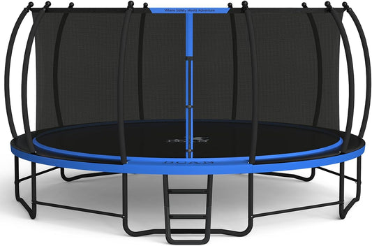 BCAN 8FT 10FT 12FT 14FT 15FT 16FT Recreational Trampoline with Enclosure for Kids Adults, ASTM Approved, Outdoor Trampolines with Ladder for Kids