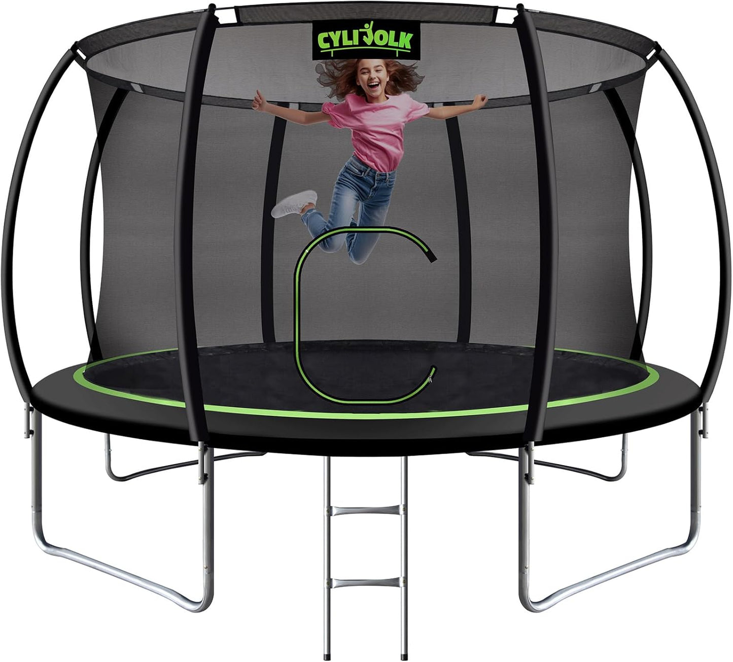 Trampoline for Kids, Heavy Duty Recreational Trampolines Toddler Trampoline with Enclosure Net Ladder Indoor Outdoor Trampoline CPC Approved