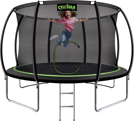 Trampoline for Kids, Heavy Duty Recreational Trampolines Toddler Trampoline with Enclosure Net Ladder Indoor Outdoor Trampoline CPC Approved