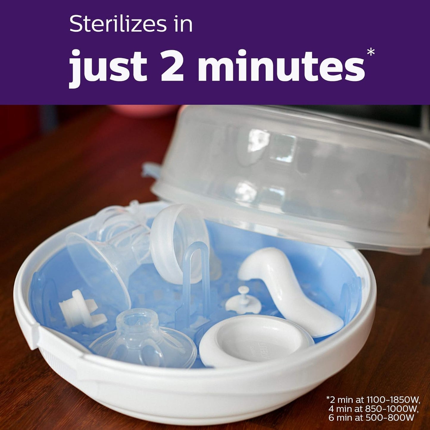 Philips AVENT Microwave Steam Sterilizer for Baby Bottles, Pacifiers, Cups and More, SCF281/05
