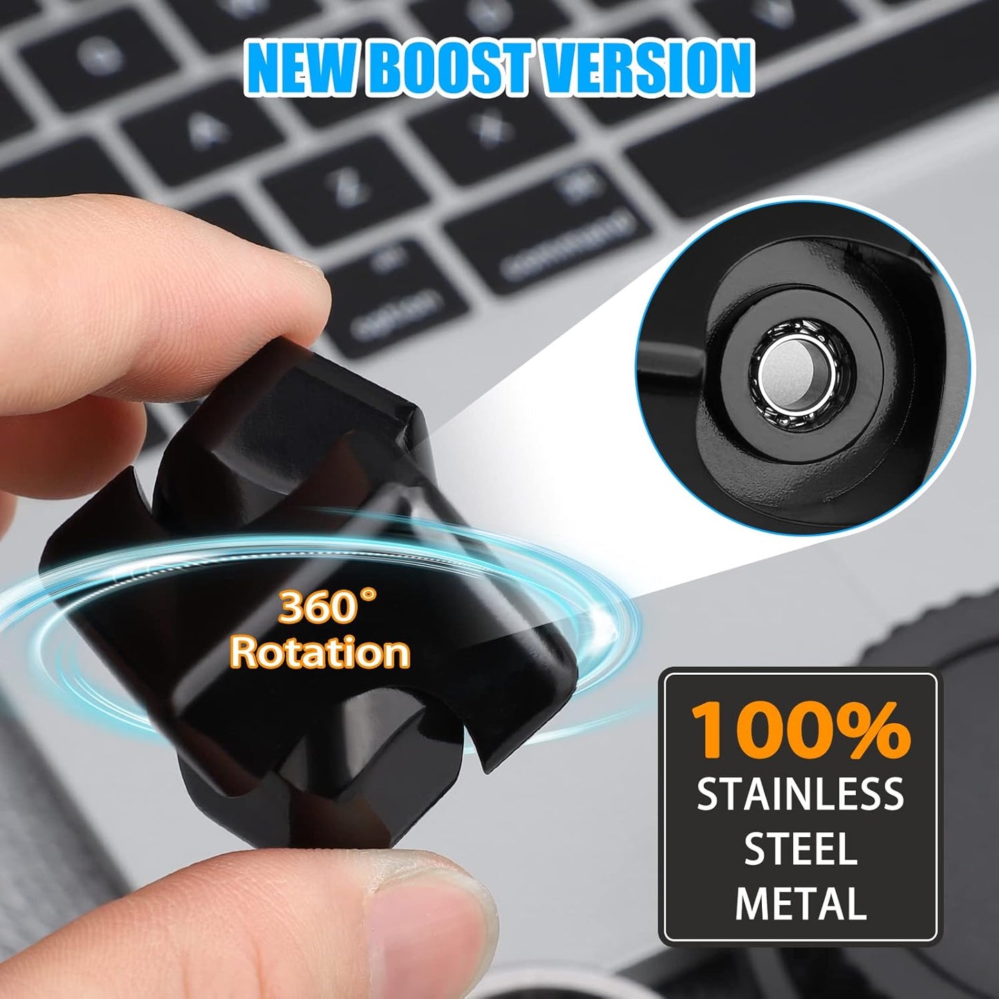 Infinity Gear Fidget Cube Spinner for Kid Adult, Transformable Spinning Top Metallic Fidget Toys for Anti-Anxiety Stress Relief Autism ADHD, 2-in-1 Cube Focus Toy for Desktop Office Classroom Black