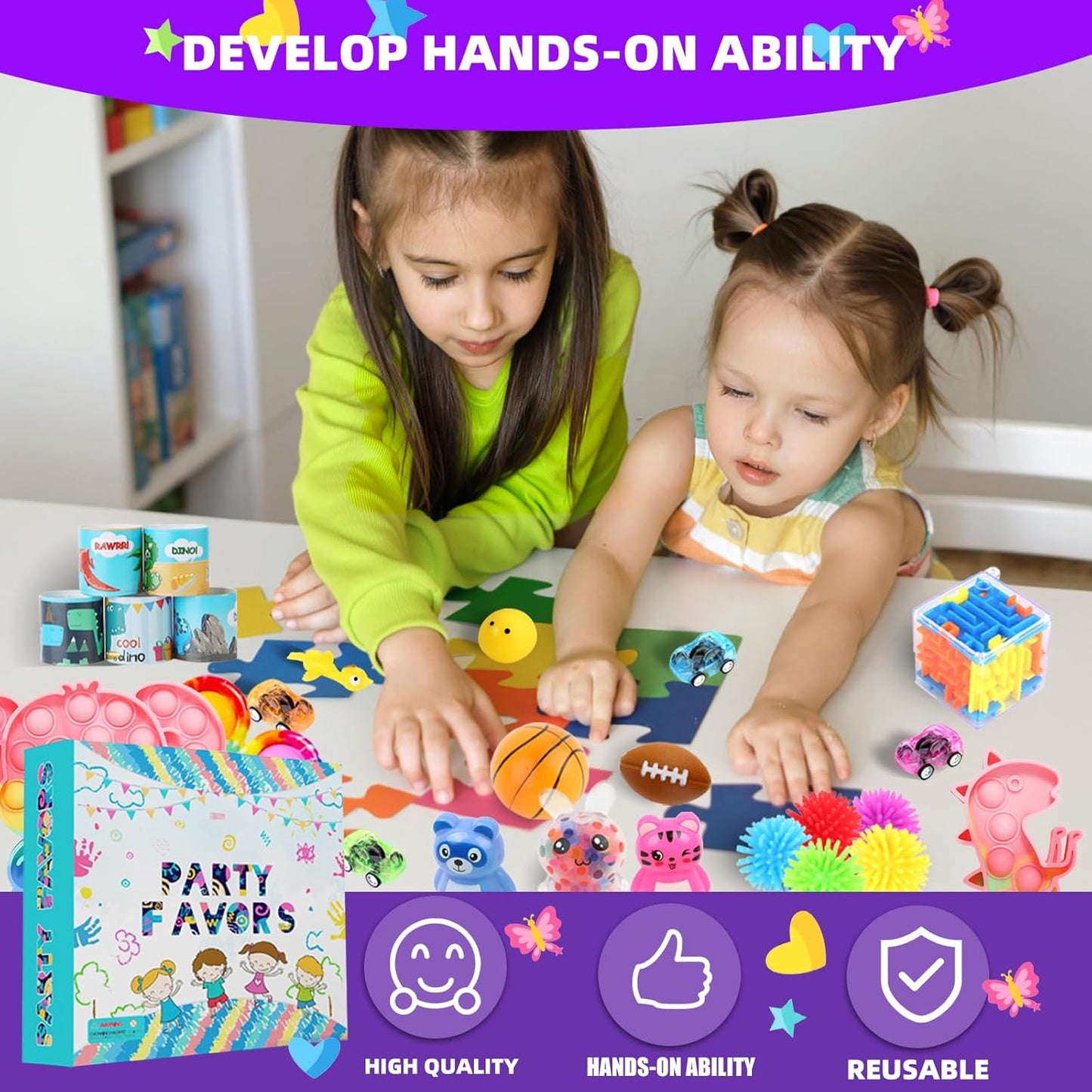 1000Pcs Fidget Toys Pack, Bulk Party Favors for Kids, Stocking Stuffers, Treasure Box Chest, Birthday Party, Classroom Carnival Prizes, Pinata Stuffers, Goodie Bag Stuffers, Stress Relief, Sensory Toy