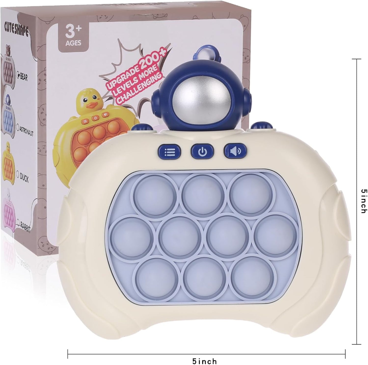 Fast Push Game Pop Fidget Toys for Kids, Fast Push Bubble Game, Quick Push Pop Game for Boys & Girls Age 3-12, Handheld Puzzle Game Sensory Toys Relaxation and Decompression (Blue Astronaut)