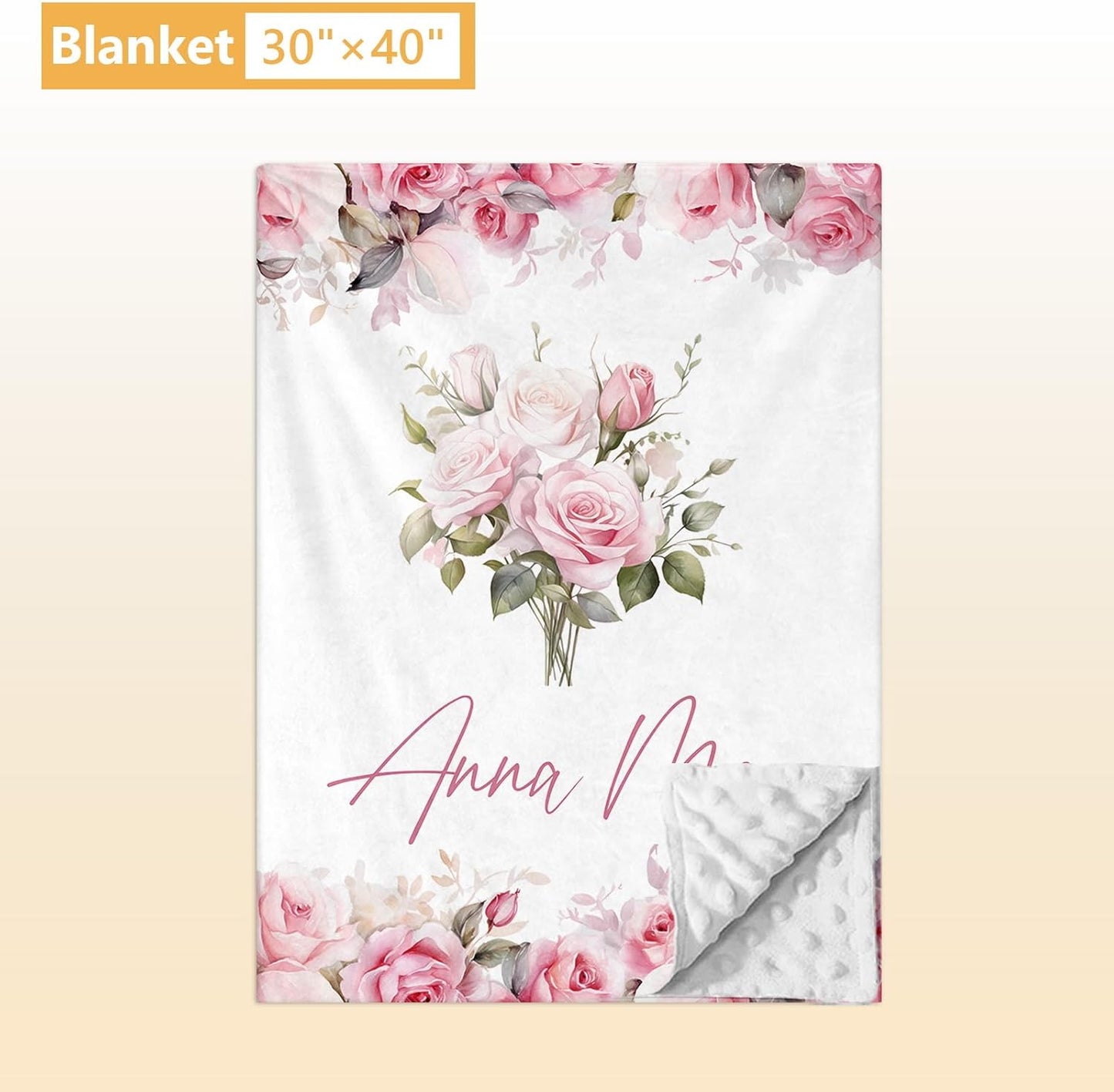 Custom Crib Bedding Set - 5 Pcs Personalized Name Pink Flowers Baby Crib Set for Infant Toddler Girl - Comfortable Double Layer Nursery Bedding Set - Customized Present for Birthday Baby Shower