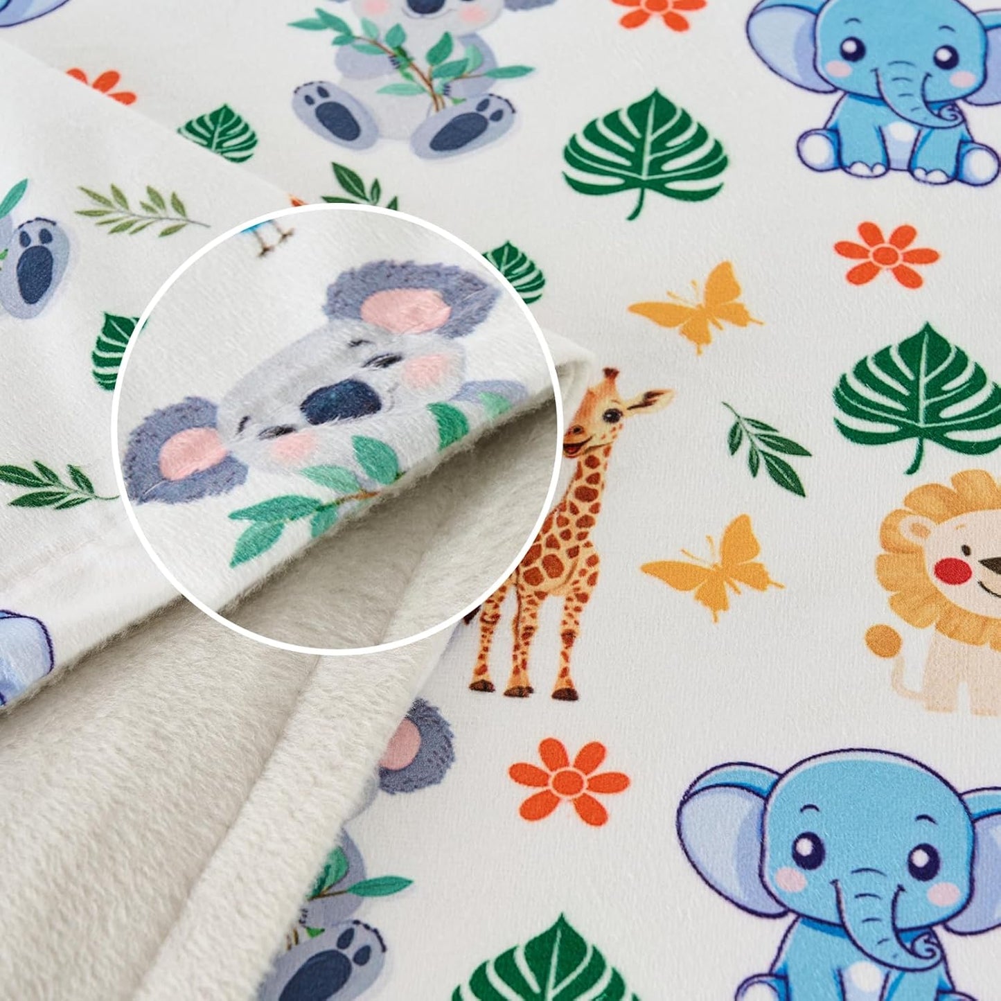 Baby Blanket 30x40 Inches Soft Double Layer Fleece Throw with Cute Animals Print Gender Neutral Crib Blanket for Infant, Toddler, Newborn Baby Girl or Boy Shower Gift