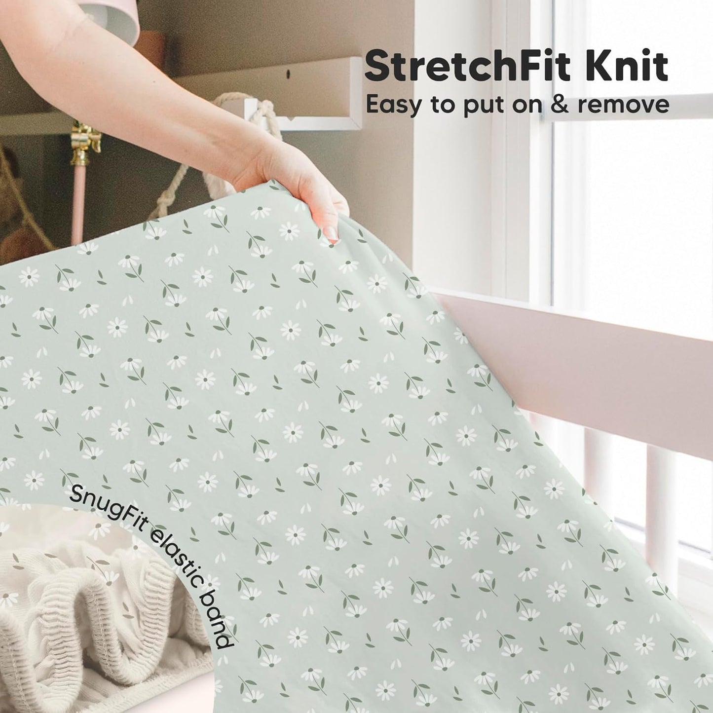 KeaBabies 2-Pack Baby Crib Sheets for Boys, Girls - 52x28 Viscose Derived from Bamboo Toddler Bed Sheets Neutral, Fitted Crib Mattress Cover for Standard Baby Bedding, Soft & Cozy (Daisies)