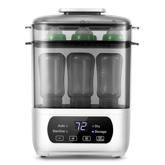 Baby Bottle Steamer and Dryer, Electric Steamer and Dryer for Baby Bottles, 4-in-1 Bottle Steamer and Dryer, Universal Fit for All Bottles, LED Touch Screen, Auto Shut-Off