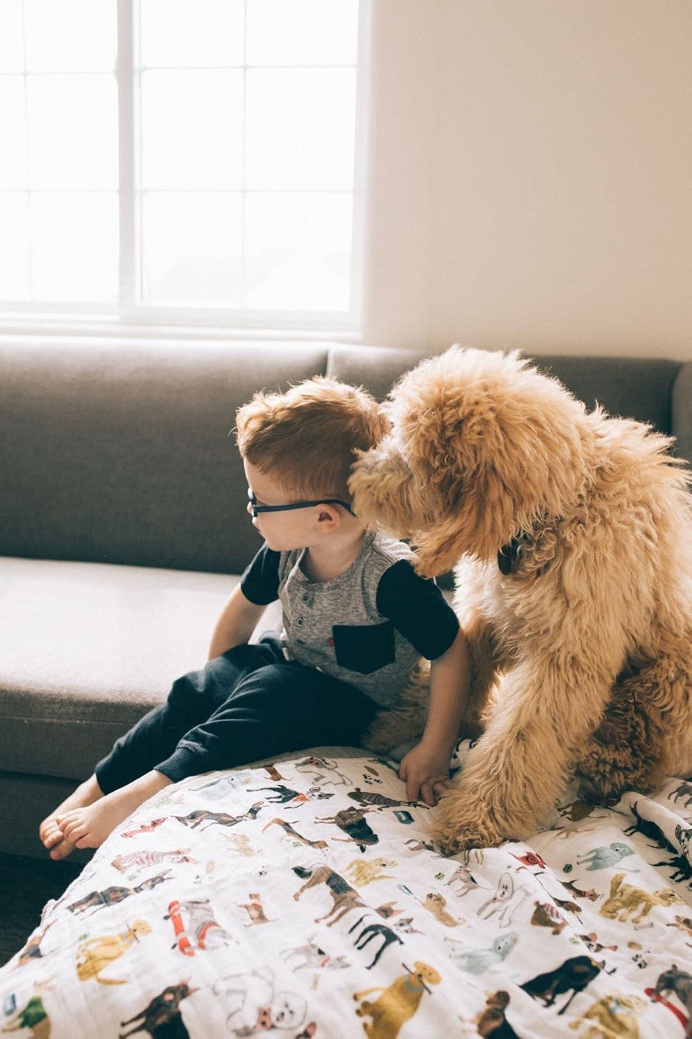 Little Unicorn Premium Quilted Throw | Super Soft, Multi-Layered Muslin XL Blanket| Great for Kids & Families (Woof)