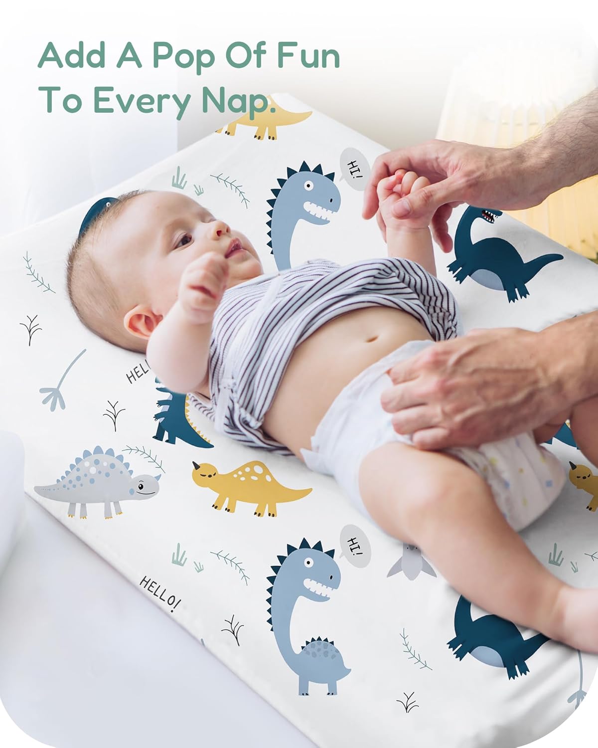 Extra Stretchy Changing Pad Cover, TotChill Ultra Soft Premium Jersey Knit Changing Pad Sheets, Unisex for Boys Girls, Dino Animals Blue, Fits All Standard Changing Tables/Dresser Tops - 2 Pack