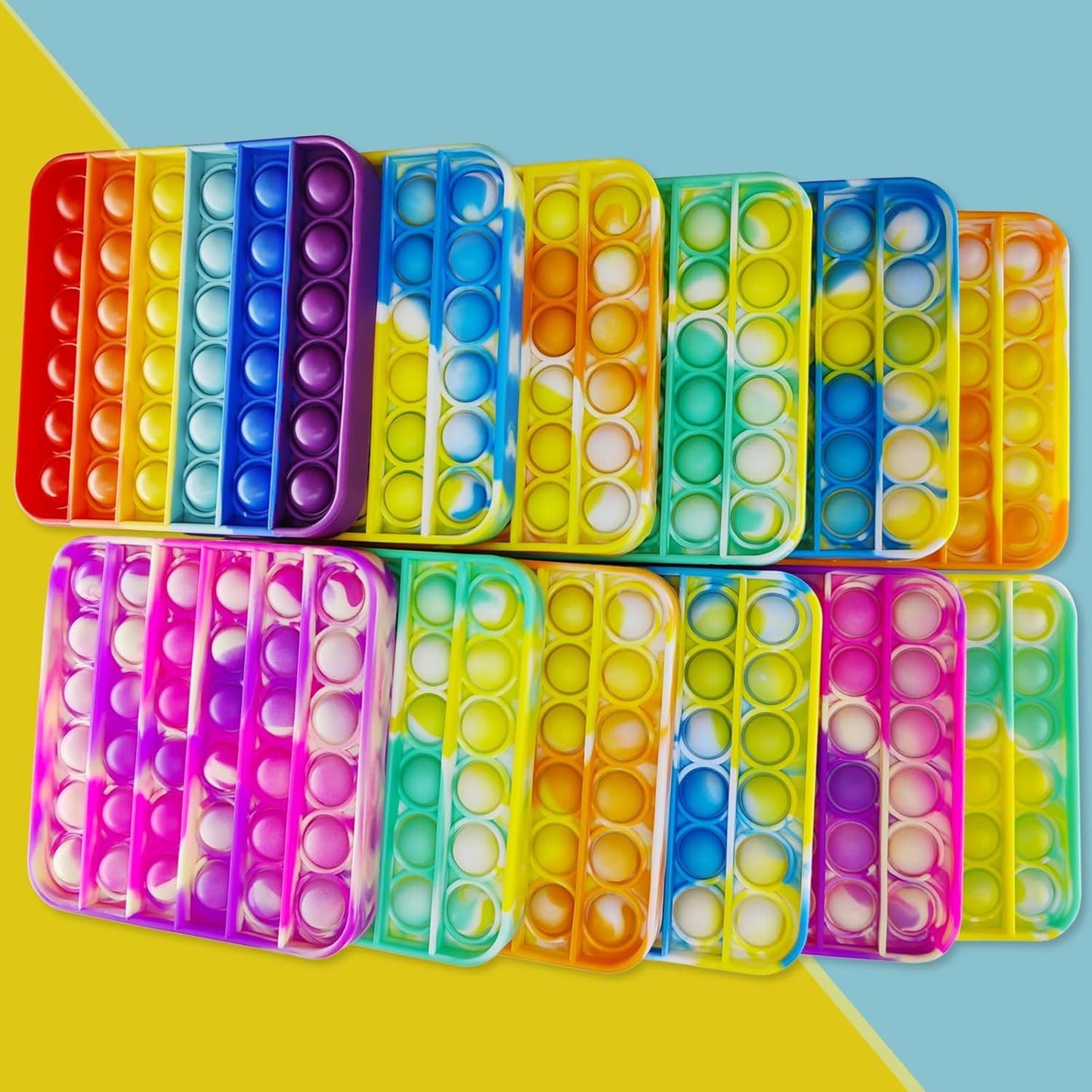 12 Pcs Pop Bubble Fidget Toys for Party Favors, Stress Relief Pressure Relieving Toys for Kids, Pop Bulk Toddler Toys for Christmas Valentine Birthday Gifts and Classroom Prizes