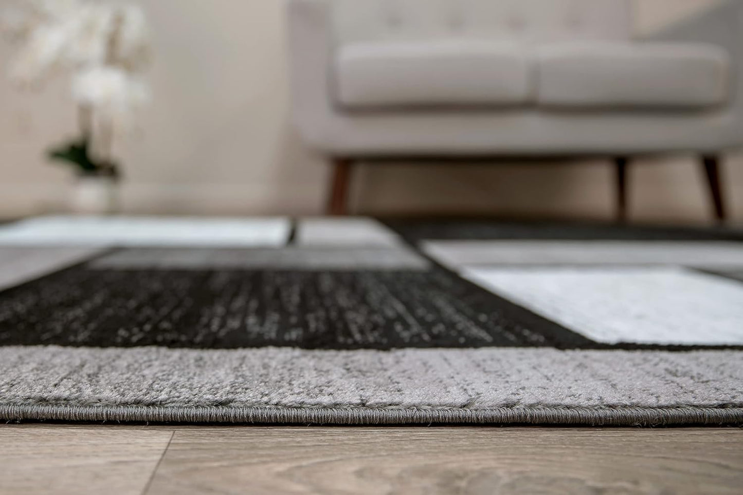 Rugshop Contemporary Modern Boxes for Home Office,Living Room,Bedroom,Kitchen Non Shedding Area Rug 6' 6" X 9' Gray