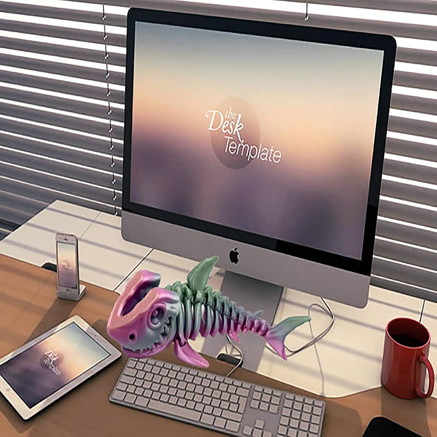 3D Printed Shark Full Body Joint Movable Design Toy, Cute and Interesting Shark Design Decoration, Movable Bite/Decompression Toy (Rainbow Color Random)