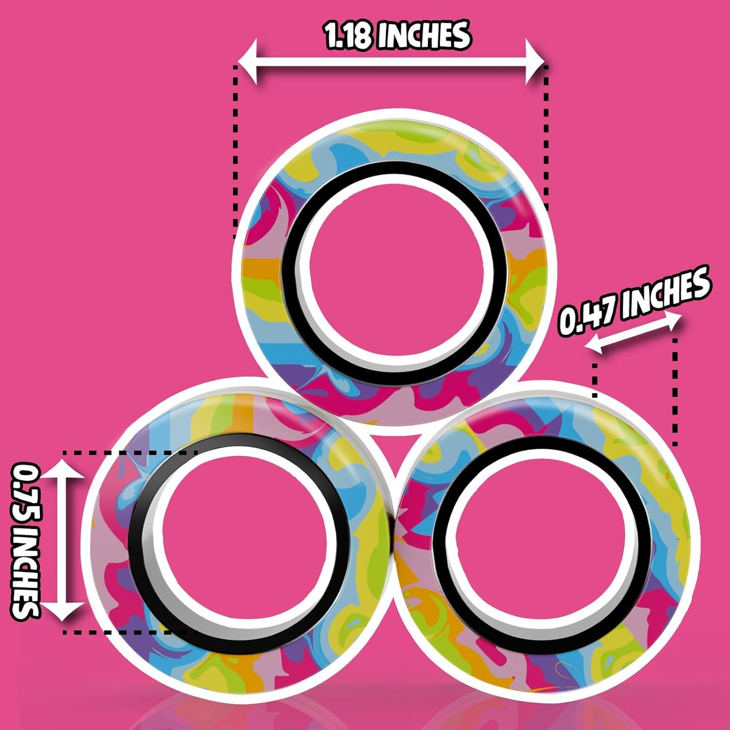 BUNMO Magnetic Rings - Fidget Toys Adults - Magnetic Fidget Rings - Endless Hours of Fun - Spin, Connect & Play - Addictive Fidget Toy for Boys & Girls - Great Teen Gift - Multicolor