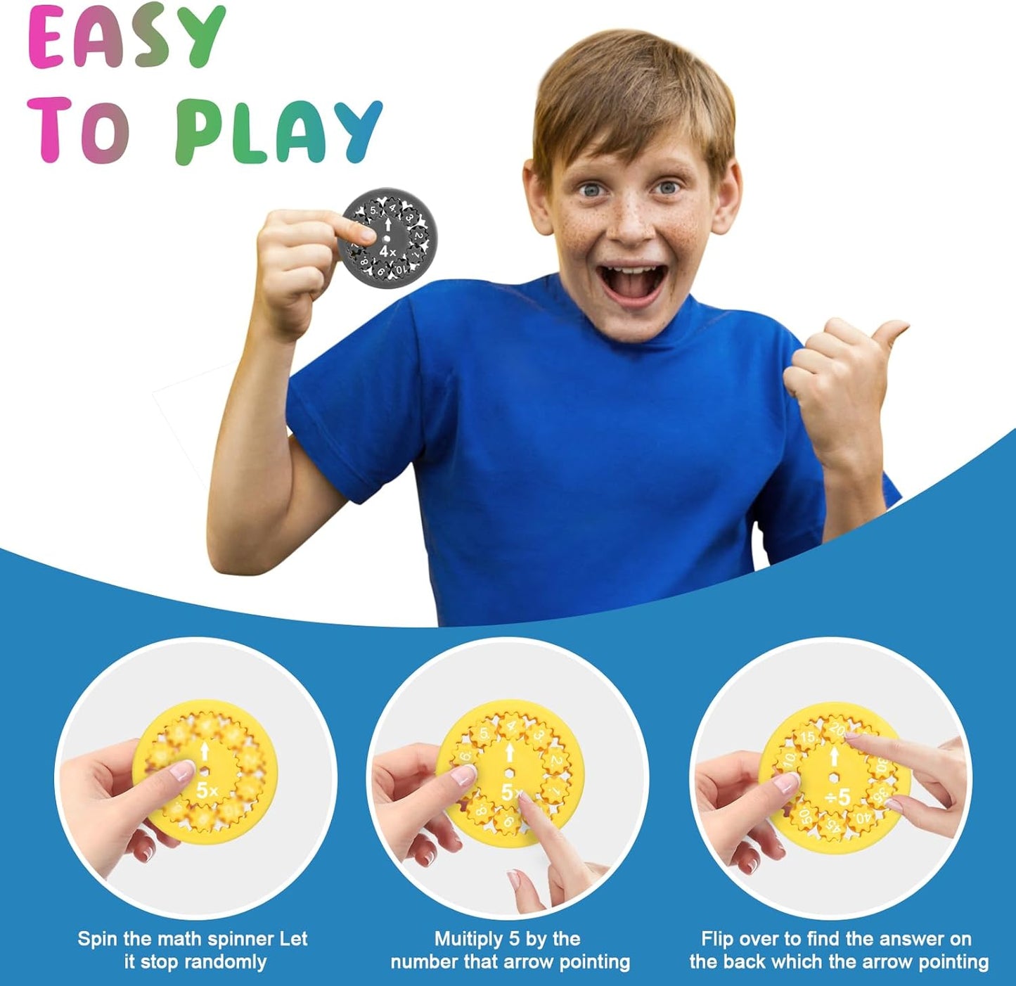 MerryXD Math Fidget Spinners，Smooth Spinning Interactive Learning Toy for Kids Fun Math Games to Relieve Stress Multiplication & Division Math Facts Fidget Spinners