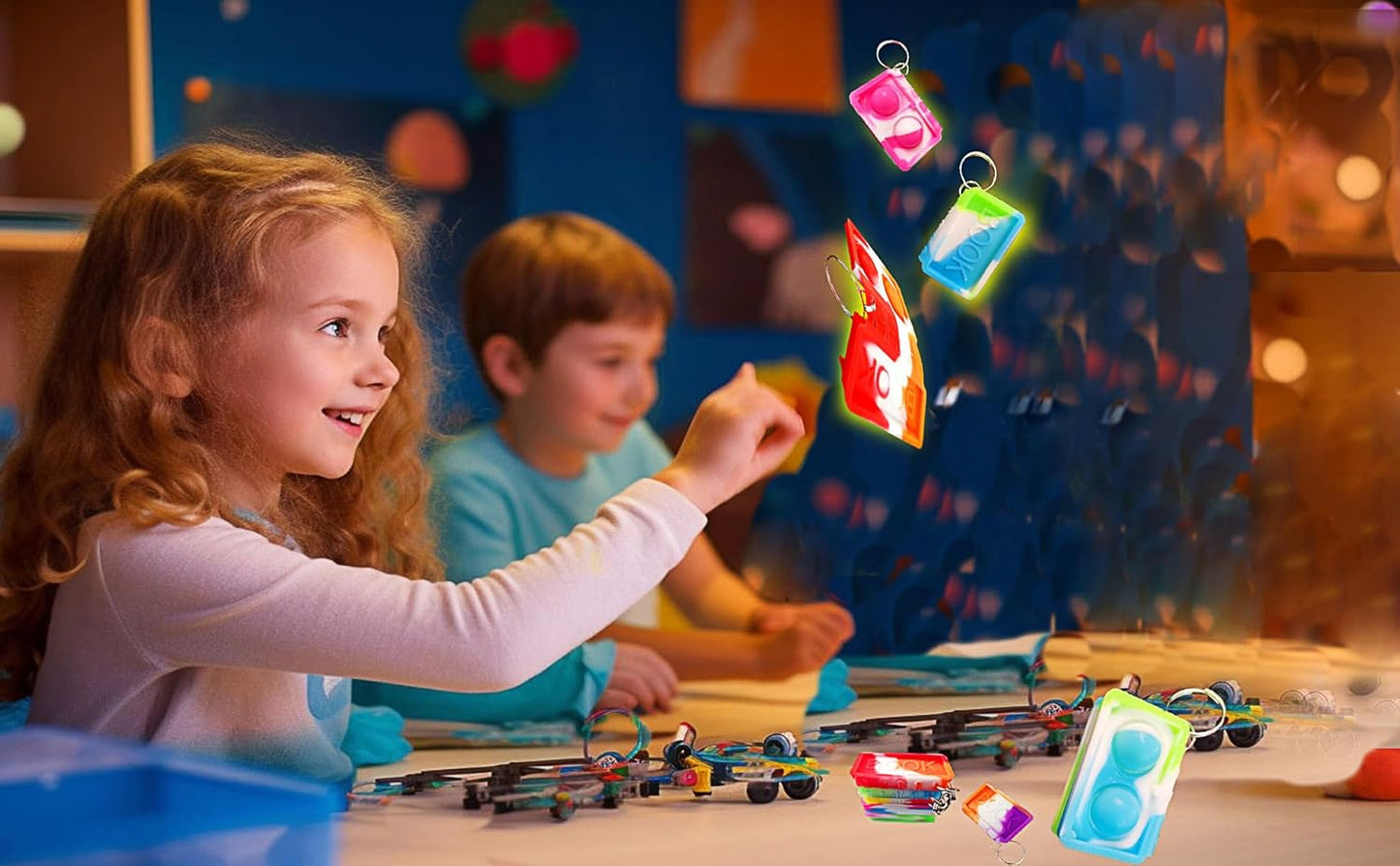 10 packs Bulk Books Backpack Keychain Mini pop Fidget ， Birthday Party Favors,Students Bubble Prize for boy and Little Girl,Kids Classroom Summer Student Gifts