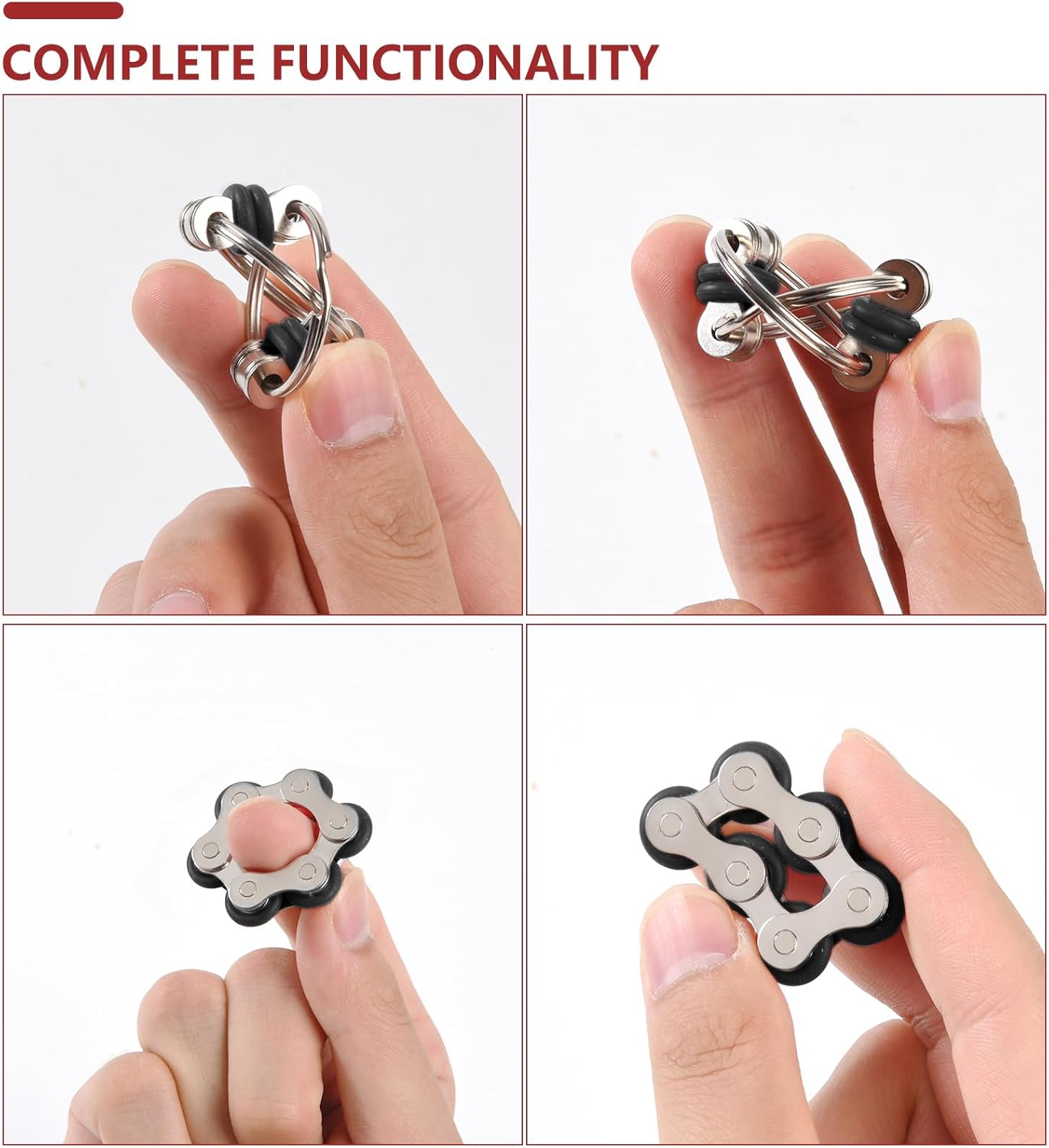 8Pcs Sensory Fidget Toys with Fidget Spinner Anxiety Toys Acupressure Rings Bike Chain Marble Mesh and Flippy Chain Desk Fidgets Stim Toys for Autism Fidget Toy for Teens Adults Boys & Girls