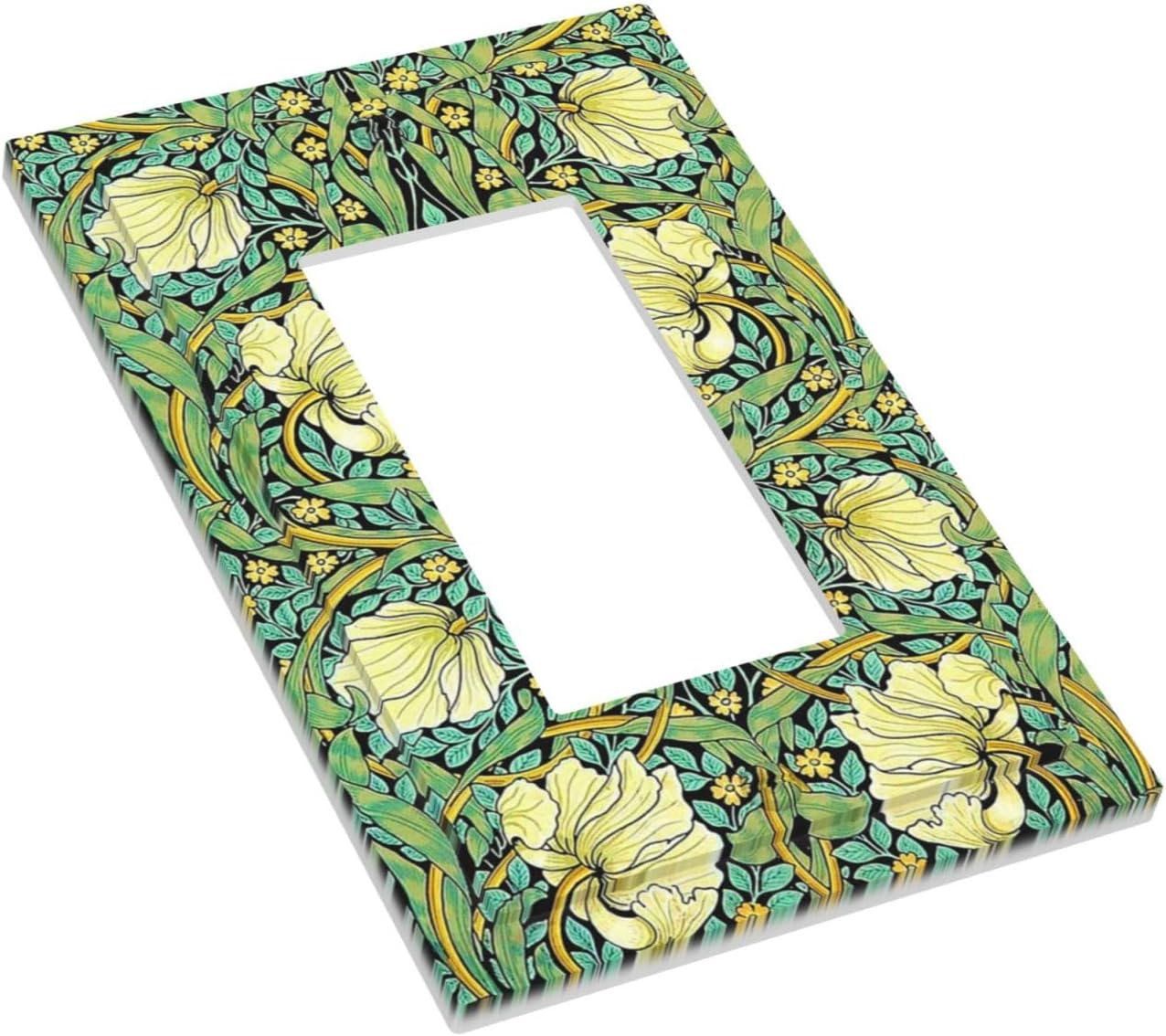 Decorative Outlet Covers William Morris Vintage Floral Yellow Flowers Green Leaf 1 Gang Single Rocker Light Switch Cover Plate Wall Plates GFCI Faceplate for Bedroom living Room Decor