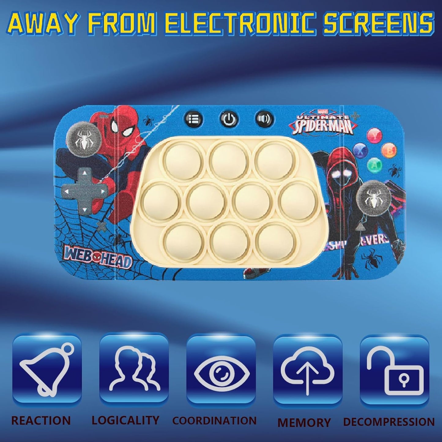 Creative Stress Relief Toys, Decompression Breakthrough Puzzle Pop Button Gopher Game Machine, Novelty Fidget Toys Party Favor Gifts for Kids Adults, Toy for 3+ Year Old (Spiderman)