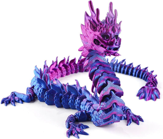 putyhet 18" 3D Printed Dragon, Standing Articulated Dragon, Crystal Dragon Fidget Toy Surprise, Home Office Decor Executive Desk Toy (A)