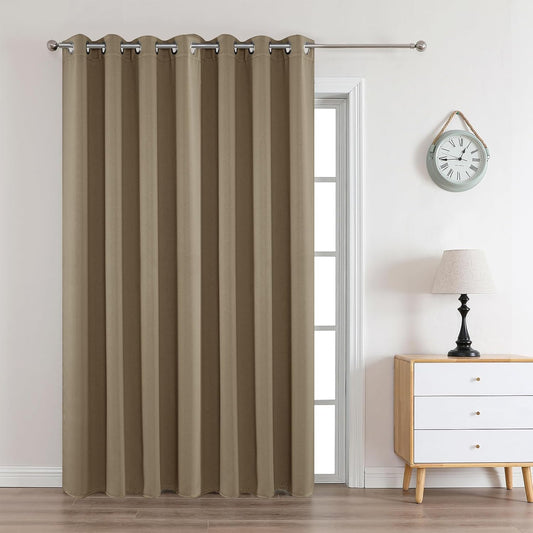 Joydeco Blackout Curtains 95 Inches Long 1 Panel, Thermal Insulated Long Curtains& Drapes 1 Piece, Room Darkening Grommet Drapes for Living Room Bedroom Window (W70 x L95 Inch, Khaki)