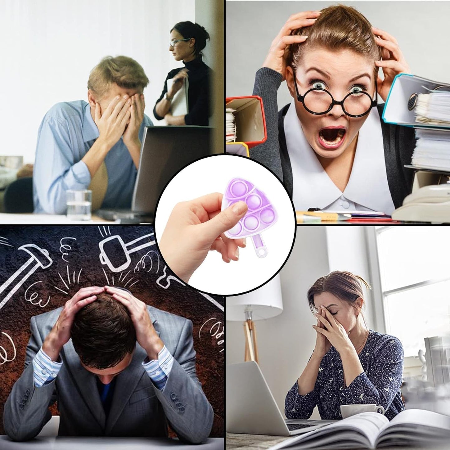 30pcs Ice Cream Mini Pop Keychain Fidget Toys, Mini Pop Bubble Fidget Toy,Silicone Mini Pop Toys Fidget Keychain Relieve Anxiety Stress Fidget Toy