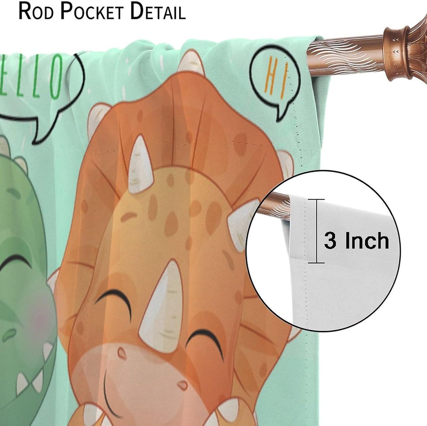 Kids Dinosaur Curtains for Boys Girls Bedroom Decor Cartoon Dino Colorful Cute Funny Animal Printed Blackout Rod Pocket Window Drapes for Baby Nursery Playroom Living Room W21xL54in 2 Panels