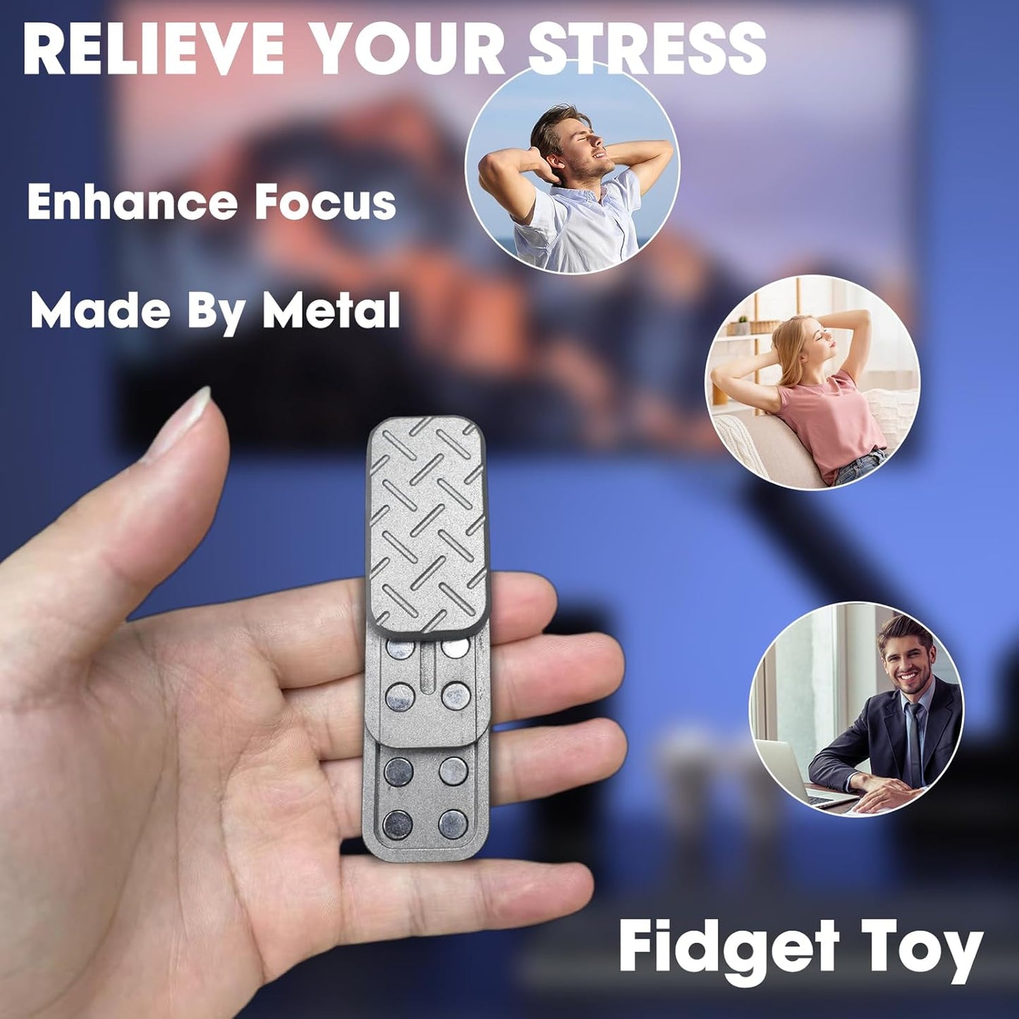 Fidget Slider 3 Layer EDC Metal Magnetic Fidget Toys Adults, Desk Toys Gift for Stress Relief (Grey)