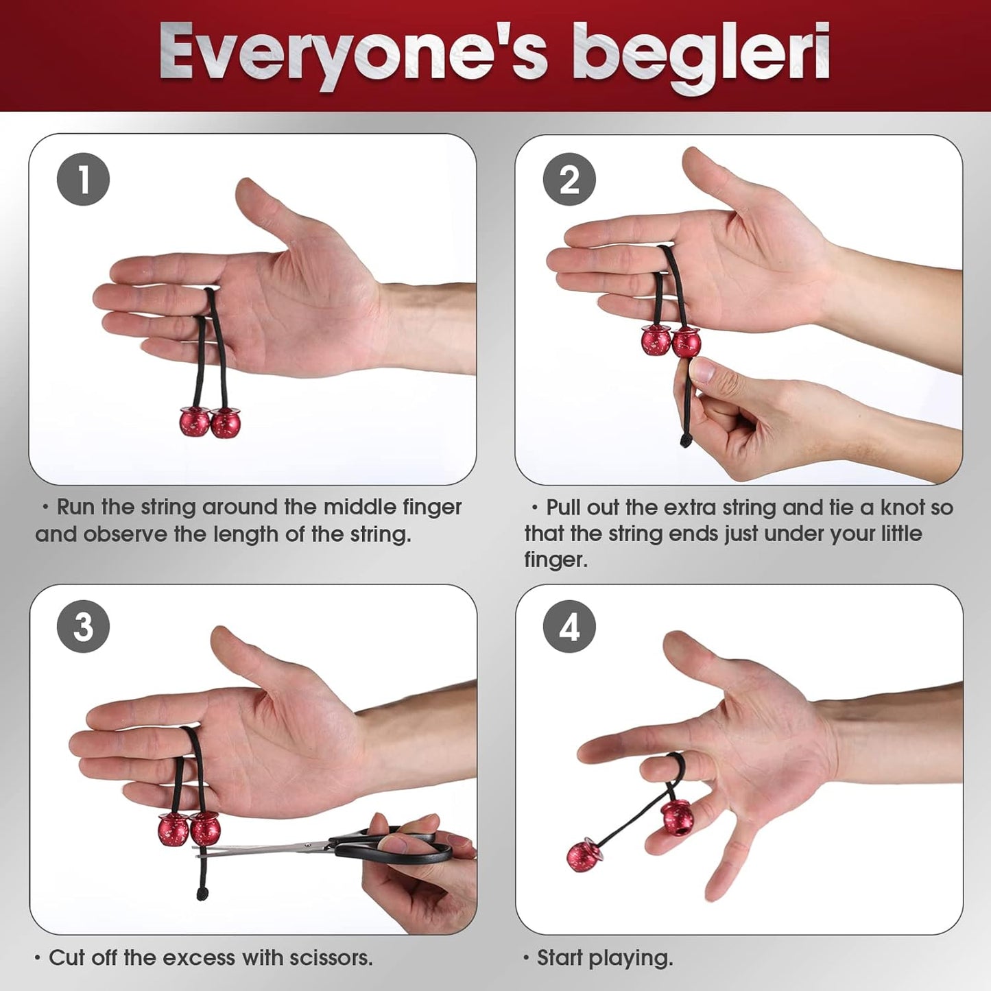 Begleri Fidget Beads - Worry Fidget Beads Spin & Bump - Made of Aluminum Alloy - for Men Women Youngs Skill Players Creates a Bit of Magic for You (Bell)